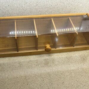 Lipper International Bamboo 5-Section Tea Box with Acrylic Cover